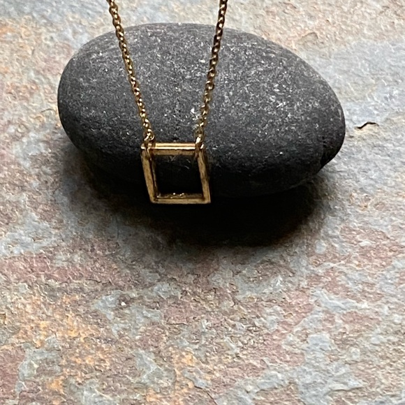 🎈Sale 🎈2 for $10 dainty gold (color) chain diamond square pendant necklace - Picture 6 of 6